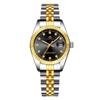 Lupa Calendário de Vidro Relógio Luminoso Masculino Totalmente Dourado Cruz Masculina Par de Relógios Combinando Feminino Mostrador Grande