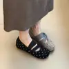 2026 Nuevos Zapatos de Salón de Boca Baja de Otoño Mary Jane Cabeza de Mango Sin Zapatos de Salón Bufanda de Seda de Lunares Cómodos Modernos para Dama