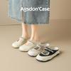 Meias Sapatilhas Augu Shiden Baotou para Mulheres 2026 Novas Sandálias Slip-On Leves de Verão Sapatos de Lona com Solado Grosso