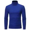 Camiseta de Manga Larga de Color Sólido Ajustada para Otoño e Invierno para Hombre Camisa Base Ceñida de Moda Cuello Medio Ropa de Otoño Talla Grande Moderna