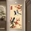 Nova pintura decorativa estilo chinês "Alegria na Flor de Ameixa", versão vertical sem furos para hall de entrada, sala de estar, escritório, com a imagem auspiciosa de flores de ameixa vermelhas