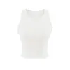 Top de tirantes ajustado de cuello redondo para mujer, estilo nuevo de verano, de cintura alta, corto, cropped, sin mangas, espalda cruzada