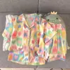 Entity Packing Nube Algodón Verano Nuevo Estilo Pijama para Mujer Delgado Dulce Dibujos Animados Manga Corta Pantalón Corto Conjunto de Ropa para el Hogar