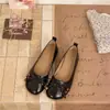 Sapatos Bean Bean 2026 Boca Rasa Moda Versátil Retro Primavera Verão Laço Bico Quadrado Mary Jane Sapatos Individuais Fundo Plano Francês