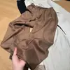 ¡Muy recomendable! Pantalones rectos de lino color café con cordón estilo 'old money' para mujer, pantalones anchos de algodón y lino con caída para principios de otoño, modernos