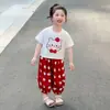 Traje de Verano para Niña de Manga Corta 2026 Nuevo Estiloso Dibujos Animados para Bebé Gato Kt Pantalones Anti-Mosquitos Conjunto de Dos Piezas de Verano para Niños