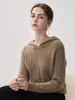 Nuevo Suéter de Punto Trenzado con Capucha 100% Cachemira Pura Otoño/Invierno para Mujer, Jersey de Cachemira Versátil de Corte Holgado