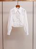 Shenzhen Nanyou Roupas Femininas Clássicas Outono Novo Estilo Coreano Simples Casual Versátil Camisa de Manga Comprida com Lapela Curta Top