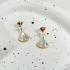 Baojia Design de Moda Brincos em Formato de Leque com Madrepérola e Zircônia Design de Nicho Brincos de Alta Qualidade