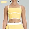 Nuevo chaleco deportivo de secado rápido con combinación de colores para mujer, fitness, a prueba de golpes, copa fija, verano, alta elasticidad, traje de ropa de yoga, top
