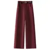 Traje Casual de Lana para Mujer Pantalones de Pierna Recta 2026 Otoño/Invierno Nuevo Cintura Alta Holgado Caída Pantalones de Pierna Estrecha Ancha