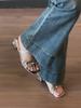 Sandalias de Mujer 2026 Estilo Verano Versátiles para Exteriores Nicho Moda de Alta Gama Moño Tacón Grueso Plateadas Chanclas de Tacón Alto