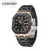 Reloj Longbo comercio exterior transfronterizo superventas reloj para hombre esfera octogonal moderno de negocios impermeable correa de acero reloj de cuarzo