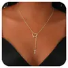 Amazon Transfronterizo Nuevo Diseño Collar con Colgante de Corazón 26 Letras Colgante de Circonita Collar Joyería de Moda Regalo Femenino