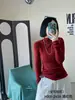 Camiseta interior de punto de lana Merino antibacteriana mejorada de cuenta 45 para mujer, top de punto ajustado de cuello medio alto para otoño e invierno