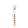 304 faca de aço inoxidável e garfo colher de bambu natural punho de bife ocidental faca e garfo sobremesa colher garfo de mesa conjunto de louça