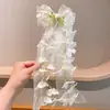 Novo Estilo Presilha de Cabelo Flor de Lírio do Vale com Laço Grande e Fita para Meninas, Presilha de Cabelo Floral Fresca e Simples para a Parte de Trás da Cabeça, Acessório de Cabelo Estilo Antigo