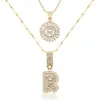 Amazon Transfronterizo Popular Collar con Colgante de Zircón Redondo Letra Inicial 26 Cadena de Clavícula en Capas Joyería Versátil de Moda