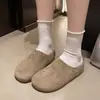 Pantuflas de felpa cálidas para la cabeza para mujer 2026 Otoño/Invierno Nuevo Estilo Ropa para Exteriores Aumento Interno de Altura Moda Perezosa Birkenstock Medias Pantuflas