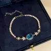Pulseira Oval Colorida Estilo Europeu com Zircônia Estrela Bracelete de Festa Noturna de Luxo Leve Luxo Toque de Alto Padrão Joia de Mão para Mulheres Venda por Atacado