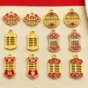 Liga de Zinco Gotejamento de Óleo Estilo Antigo Dourado Fosco Tendência Nacional Caractere Auspicioso da Sorte Pingente de Ábaco Acessórios para Pulseira Brinco DIY