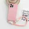 Adequado para Capa de Celular Iphone15 Apple 13 Silicone 12Pro Macio 7 Cor Pura Pele-Toque Alça de Pulso Capa 14Pro