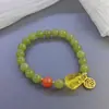 Pulseira de Jade Hotan Material Verde Amarelo Natural Cera de Abelha Vermelha do Sul Acessórios de Porco Pulseira de Anel Único