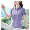 Camiseta de Verão da Mamãe Manga Curta Feminina 2023 Nova Gola Lapela Tamanho Grande Gola Polo Body Fashionável