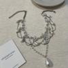 Corrente de clavícula de luxo leve socialite elegante com strass borboleta borla de pérola moda alta qualidade doce senhora colar
