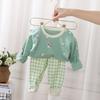 [Personalizado] Roupa Íntima Infantil Sem Costura Estilo Coreano para Meninos e Meninas Desenho Animado Algodão Puro Roupa de Casa Bebê Roupa de Casa Desenho Animado Traje de Primavera e Outono