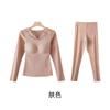 Conjunto de Roupa Íntima Térmica de Renda para Outono e Inverno para Mulheres com Bojos Embutidos, Roupa Íntima de Manga Comprida Geradora de Calor, Camada Base Slim-Fit para Uso Interno e Externo