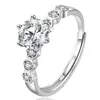 Celebridade da Internet ao vivo com produtos Novo anel Anel de favo de mel Temperamento Rainha Moda Moissanite Abertura Anel de seis garras