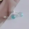 Nuevos Pendientes Transparente Aguamarina para Mujer, Exquisitos Clavos de Hueso de Oreja Personalizados, Pendientes de Clavo Cochlear de Hebilla Retorcida Roscada de Alta Gama