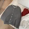 [Nova Série] Outono e Inverno Estilo Coreano Simples Casual Versátil Gola de Renda Color-Blocking Gola Redonda Manga Longa Suéter de Tricô para Mulheres