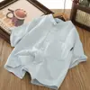 Camisas de Manga Corta para Niños Tencel Lyocell Lino Niños y Niñas Verano Nuevo Estilo Old Money Tops Casuales Camisas para Niños Grandes