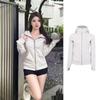 Jaqueta Moletom Rosa Novo de Manga Comprida com Capuz para Início de Outono Feminino Outono e Inverno Zíper Slim Curto Esportivo Cardigã Top