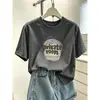 2026 Verano Nuevo Estilo Coreano Moda Versátil Tie-Dye Azul Top Algodón Puro Hombro Normal Cuello Redondo Manga Corta Camiseta para Mujer