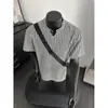 Camiseta V-Neck de Manga Curta com Padrão Espinha de Peixe para Homens, Marca Tendência de Verão, Camiseta de Manga Meia-Manga de Alta Qualidade e Resistente, Top Solto, Novo Estilo