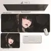 Mouse Pad Gamer Preto e Branco Anime Pintura a Tinta Menina Tamanho Médio Tapete Universal para Mesa de Computador Escritório Jogo Ilustração 2D
