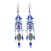 Pendientes Vintage de Hoja Esmaltada S925 Plata Rey Ciervo Dorado con Jade Verde, Nuevo Estilo Chino, Pendientes para Mujer de Estilo Nacional Antiguo y Elegante