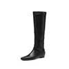 Botas Largas de Caballero Estilo Británico Moda Adelgazante 1cm 2026 Otoño/Invierno Nuevas Punta Cuadrada Suela Plana Hasta la Rodilla Mujer