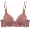 Ropa Interior Curiosa Estilo Francés para Mujer, Copa Fina, Copa de Triángulo Sexy de Encaje, Minimizador de Busto Grande, Push-Up, Conjunto de Sujetador sin Varillas