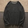 003# [Foto real] Camiseta de manga larga a rayas para mujer otoño e invierno cuello redondo holgada estilo coreano prenda interior de una pieza entrega comercio exterior