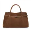 Bolso de Mano de Ante Esmerilado de Gran Capacidad Transfronterizo Fila Diseño de Bolso Tote Retro Bolso de Hombro Elegante de Clase
