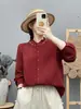 Camisa de gasa bordada de doble capa para mujer, corte holgado, primavera y otoño 2026, versátil, artística, cuello suave, manga larga