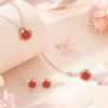 Brincos de Tarraxa Saco da Sorte em Prata Esterlina 925 Femininos Moda Nacional Incrustados com Brincos de Ágata Vermelha Elegantes Ins Brincos de Ano Novo