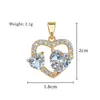 Cobre Ouro VerdadeiroCoração Vazado Coração com Coração Moda Comércio Exterior Transfronteiriço DIY Joias Cobre Zircônia Microincrustação Pingente