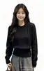 Suéter de punto grueso de color liso estilo coreano con trenzas para mujer, nuevo para otoño e invierno, ajuste ceñido, cuello redondo, manga larga, jersey base