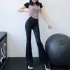 Pantalones de Yoga de Cintura Alta Levanta Glúteos para Mujer, Pantalones Largos Elásticos de Ajuste Delgado Acampanados para Entrenamiento de Baile y Fitness, Sensación Desnuda de Invierno
