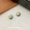 Brincos Florais Azuis Elegantes Retrô Design de Nicho Elegante Exquisitos de Alto Valor Modernos Versáteis